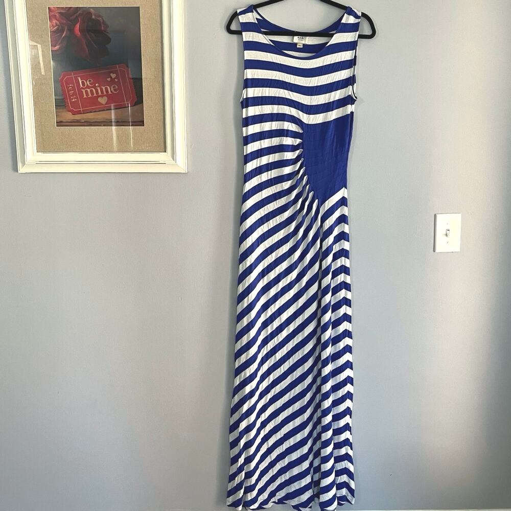 ECI Women’s Blue & White Striped Maxi Dress Sz L
